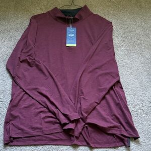 BNWT Haggar Burgundy Long Sleeve Zip Up Mock Neck Top
